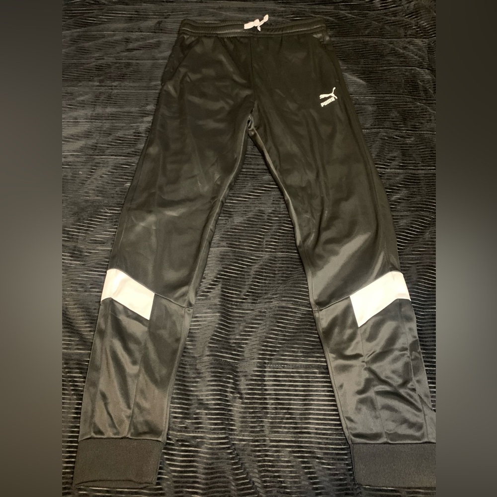 Puma Black Joggers with White Stripes